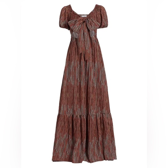 NWT $495 Ramy Brook - MEGAN DRESS Brown Maxi Dress with Bow Detail size XS - Picture 4 of 15